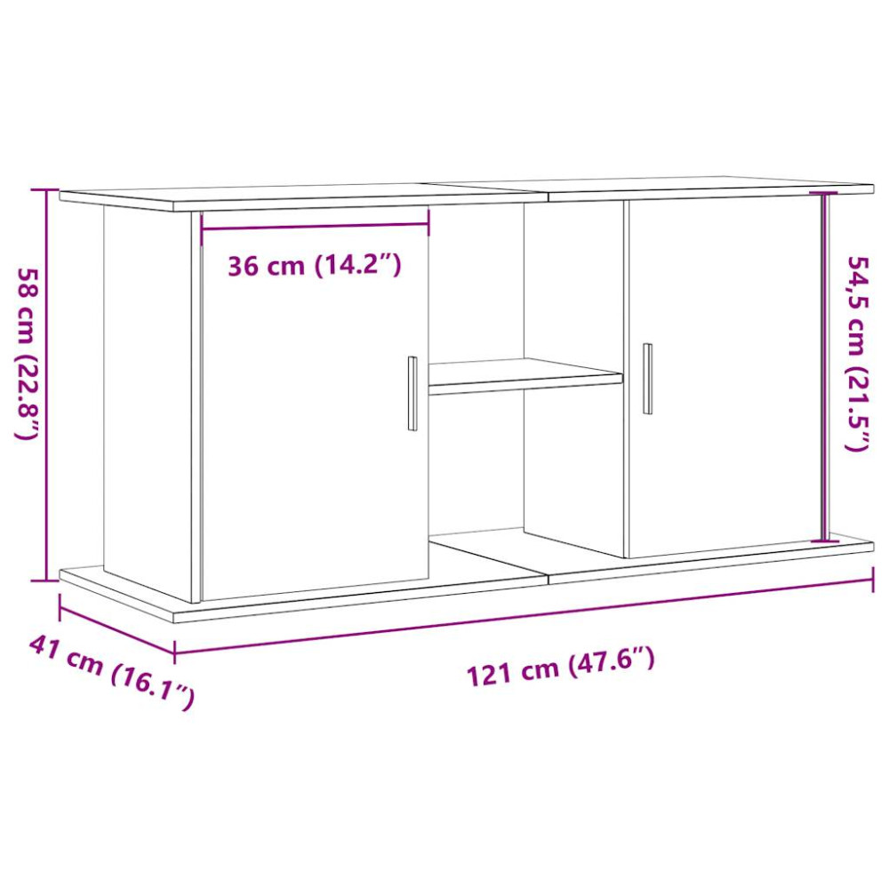 Produktbild för Akvariebänk åldrat trä 121x41x58 cm konstruerat trä
