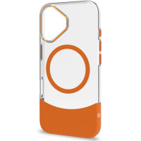 Produktbild för Magdual MagSafe-kompatibelt skal iPhone 16 Orange + Transparent