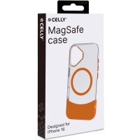 Produktbild för Magdual MagSafe-kompatibelt skal iPhone 16 Orange + Transparent