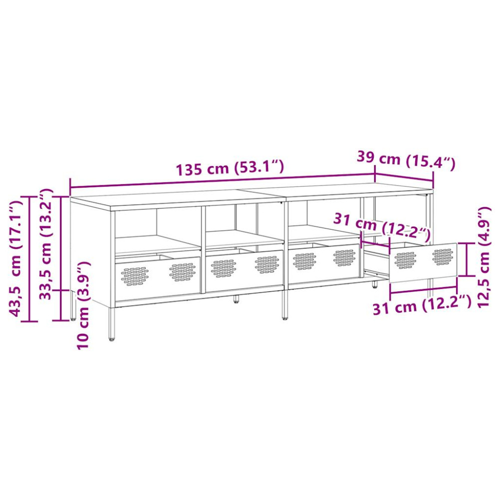 Produktbild för Tv-bänk senapsgul 135x39x43,5 cm kallvalsat stål