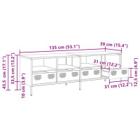 Produktbild för Tv-bänk senapsgul 135x39x43,5 cm kallvalsat stål