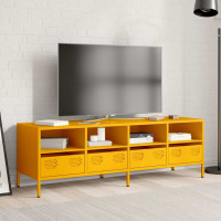 Produktbild för Tv-bänk senapsgul 135x39x43,5 cm kallvalsat stål