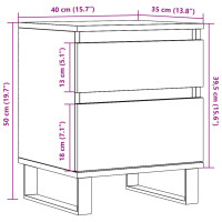 Produktbild för Sängbord 2 st åldrat trä 40x35x50 cm konstruerat trä