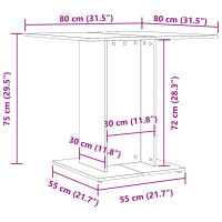 Produktbild för Matbord artisan ek 80x80x75 cm konstruerat trä