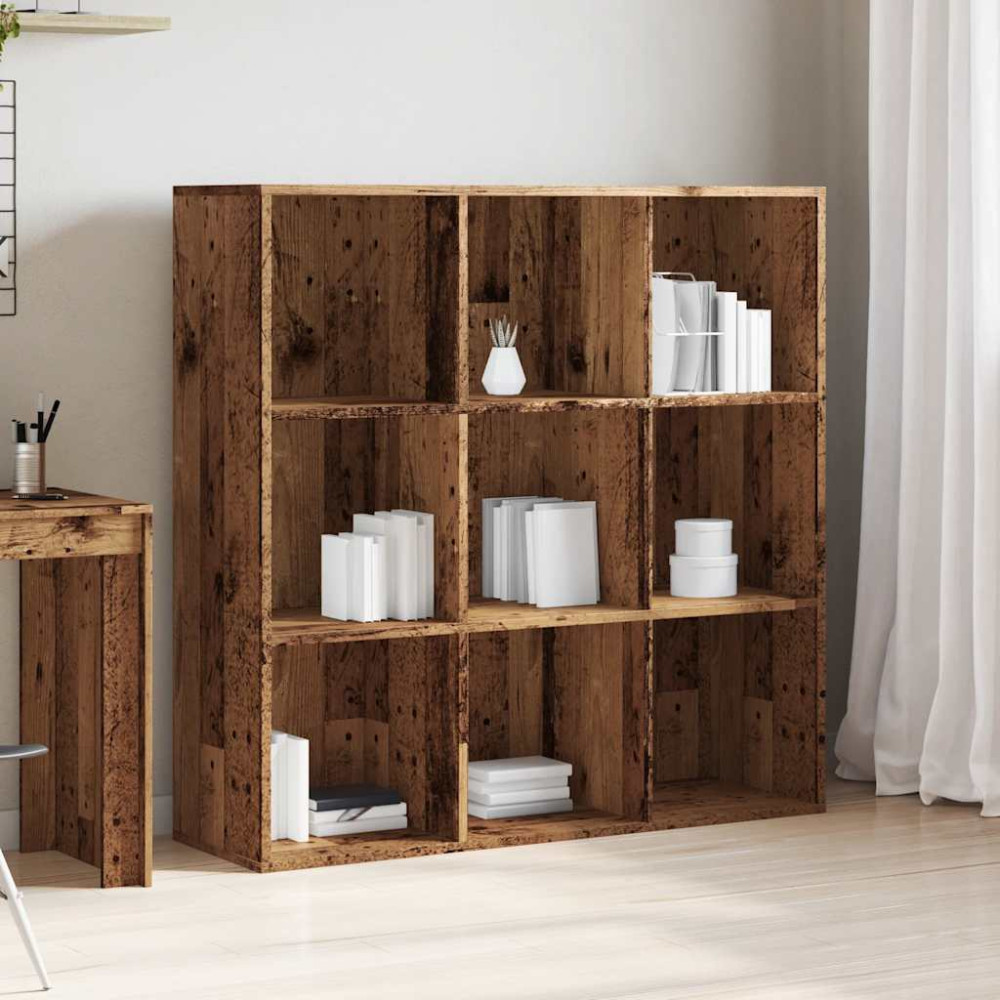 Produktbild för Bokhylla åldrat trä 98x29x97,5 cm
