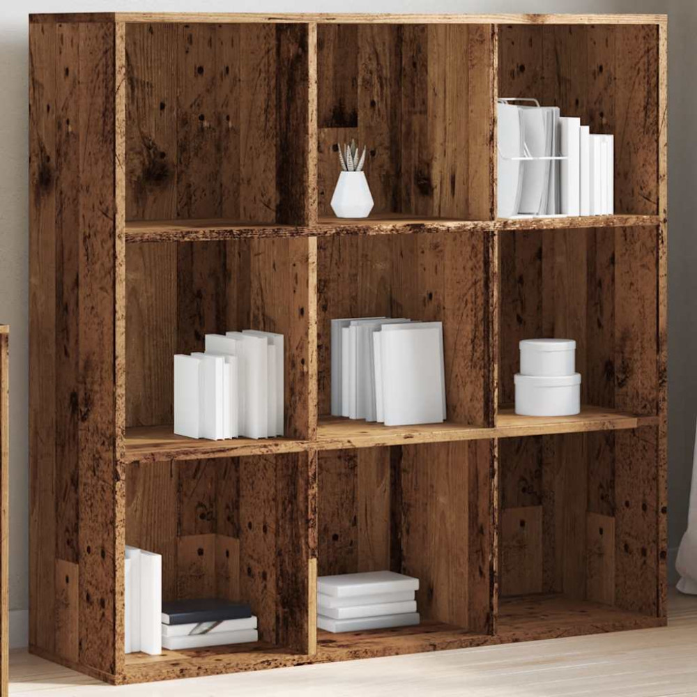 Produktbild för Bokhylla åldrat trä 98x29x97,5 cm