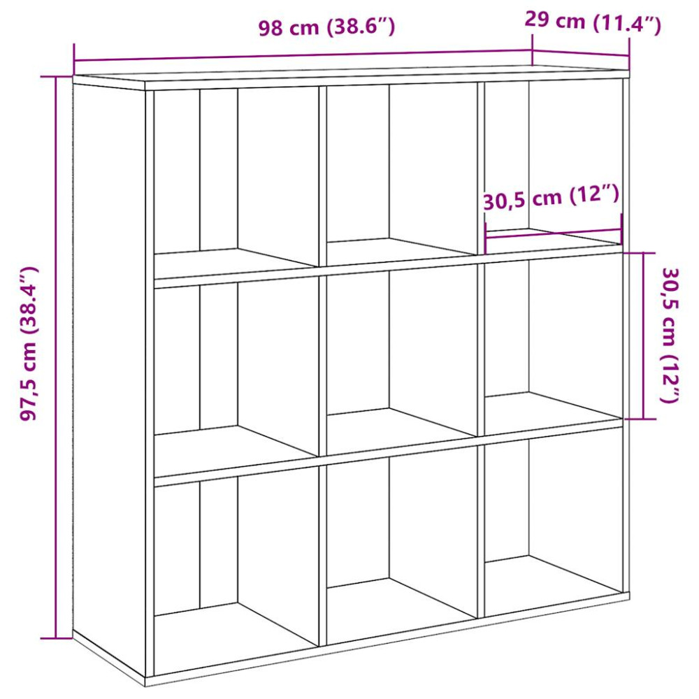 Produktbild för Bokhylla åldrat trä 98x29x97,5 cm