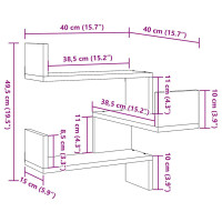 Produktbild för Vägghyllor hörn 2 st åldrat trä 40x40x49,5 cm konstruerat trä