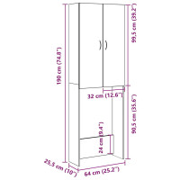 Produktbild för Tvättmaskinsskåp artisan ek 64x25,5x190 cm