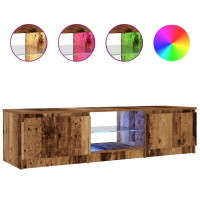 Produktbild för TV-bänk med LED-lampor åldrat trä 140x40x36cm konstruerat trä