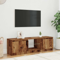 Produktbild för TV-bänk med LED-lampor åldrat trä 140x40x36cm konstruerat trä