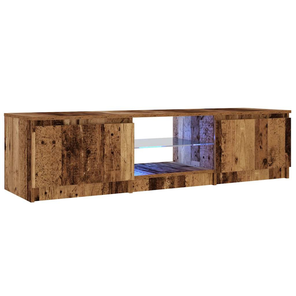 Produktbild för TV-bänk med LED-lampor åldrat trä 140x40x36cm konstruerat trä