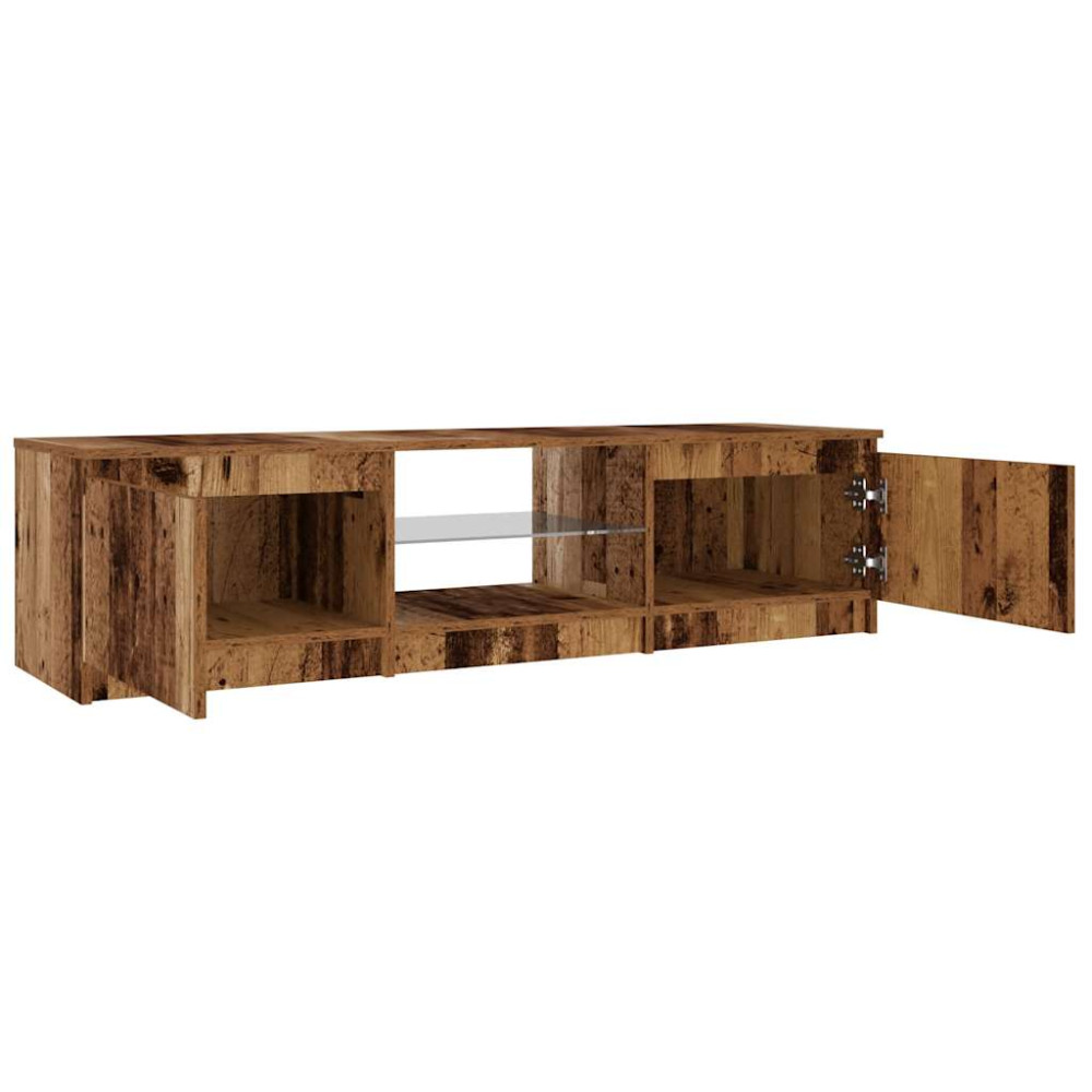 Produktbild för TV-bänk med LED-lampor åldrat trä 140x40x36cm konstruerat trä