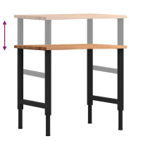 Produktbild för Arbetsbänk ljusbrun 80x60x(71,5-98) cm massiv ek