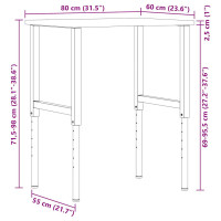 Produktbild för Arbetsbänk 80x60x(71,5-98) cm massiv ek