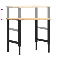 Produktbild för Arbetsbänk 80x60x(71,5-98) cm massiv ek