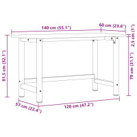 Produktbild för Arbetsbänk mörkbrun 140x60x81,5 cm massiv ek