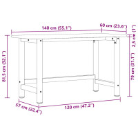 Produktbild för Arbetsbänk 140x60x81,5 cm massiv ek