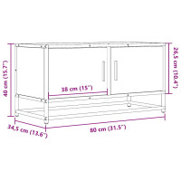 Produktbild för Tv-bänk brun ek 80x34,5x40 cm konstruerat trä och metall