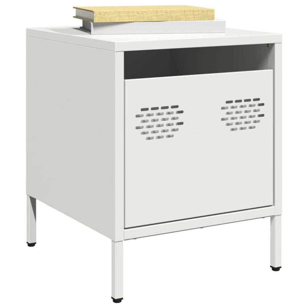 Produktbild för Sängbord vit 35x39x43,5 cm stål