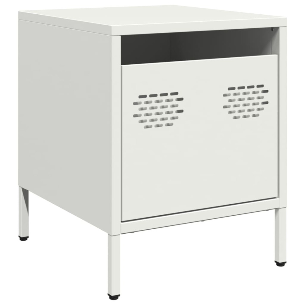 Produktbild för Sängbord vit 35x39x43,5 cm stål