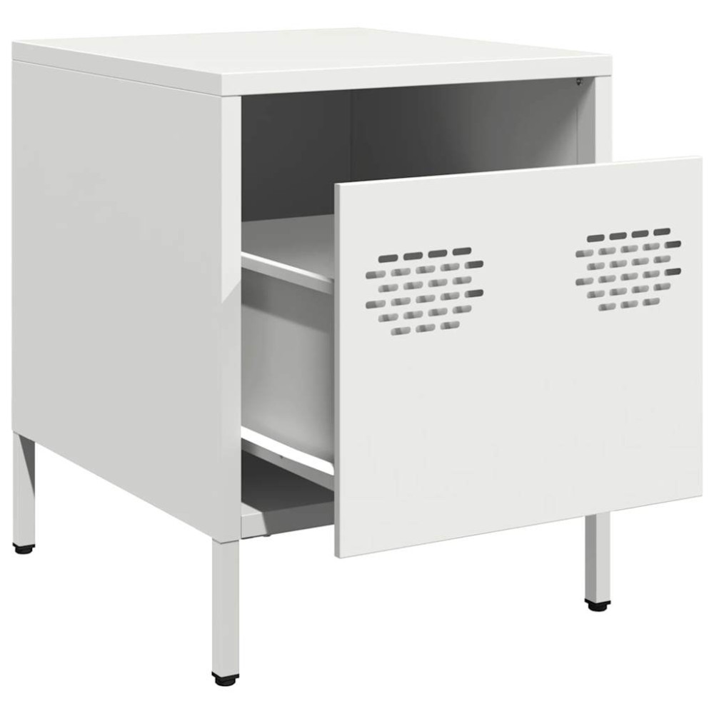Produktbild för Sängbord vit 35x39x43,5 cm stål