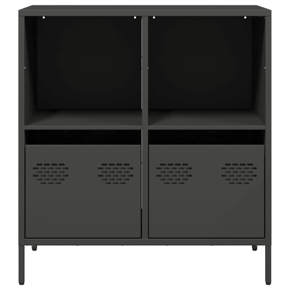 Produktbild för Skänk svart 68x39x73,5 cm kallvalsat stål