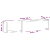 Produktbild för Vägghyllor 2 st åldrat trä 100x15x20 cm konstruerat trä