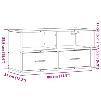 Produktbild för Tv-bänk rökfärgad ek 80x31x39,5 cm konstruerat trä och metall