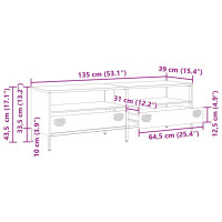 Produktbild för Tv-bänk senapsgul 135x39x43,5 cm kallvalsat stål