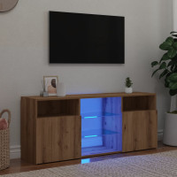 Produktbild för TV-bänk med LED-lampor artisan ek 120x30x50 cm konstruerat trä