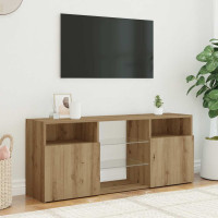 Produktbild för TV-bänk med LED-lampor artisan ek 120x30x50 cm konstruerat trä