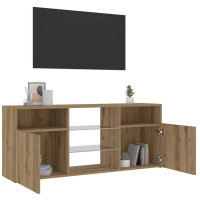 Produktbild för TV-bänk med LED-lampor artisan ek 120x30x50 cm konstruerat trä