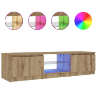 Produktbild för TV-bänk med LED-lampor artisan ek 140x40x36cm konstruerat trä