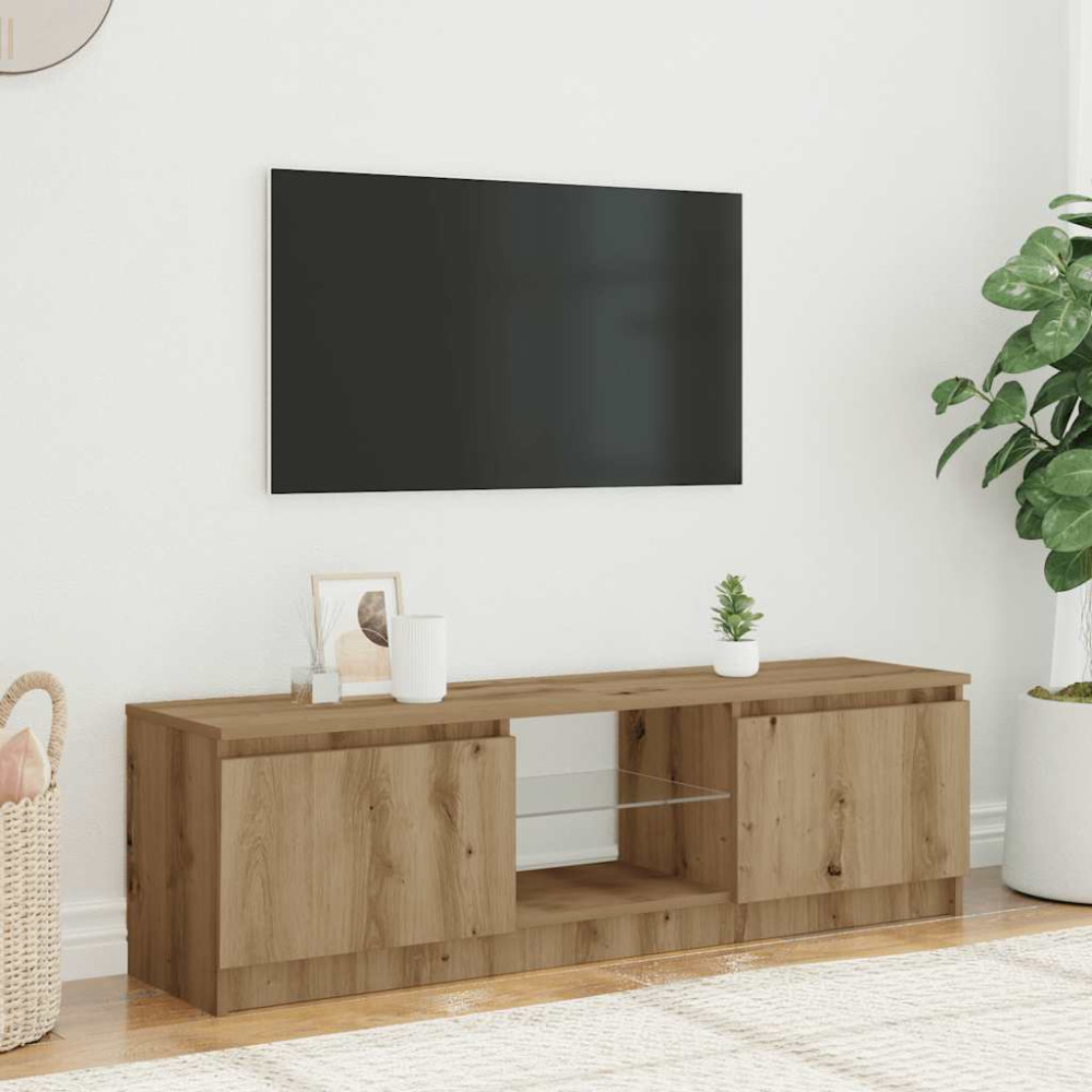 Produktbild för TV-bänk med LED-lampor artisan ek 140x40x36cm konstruerat trä