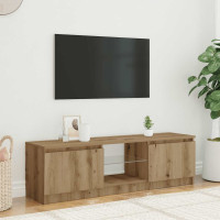 Produktbild för TV-bänk med LED-lampor artisan ek 140x40x36cm konstruerat trä
