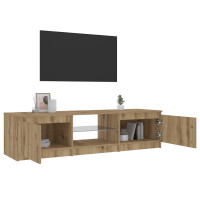 Produktbild för TV-bänk med LED-lampor artisan ek 140x40x36cm konstruerat trä