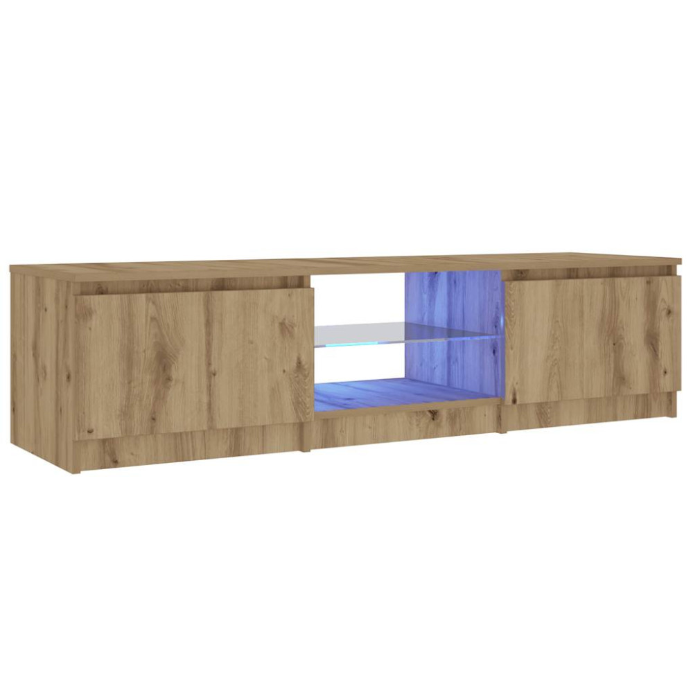 Produktbild för TV-bänk med LED-lampor artisan ek 140x40x36cm konstruerat trä