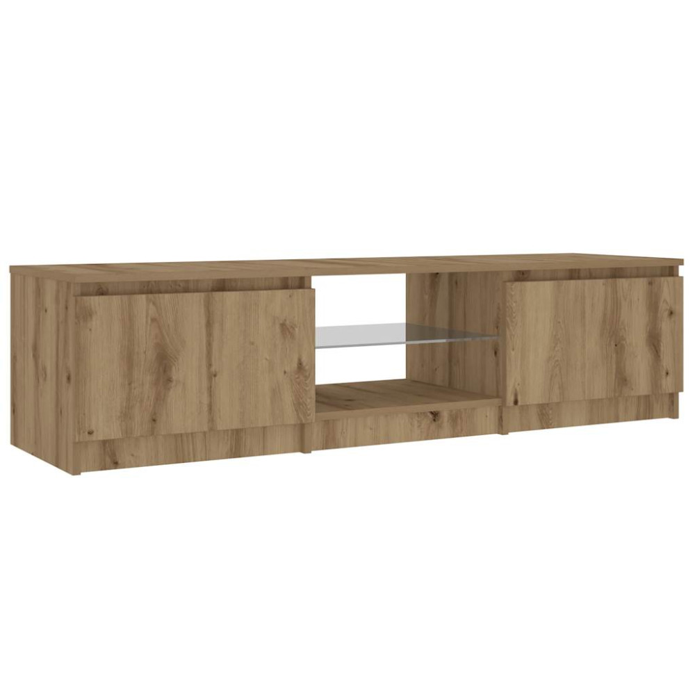 Produktbild för TV-bänk med LED-lampor artisan ek 140x40x36cm konstruerat trä