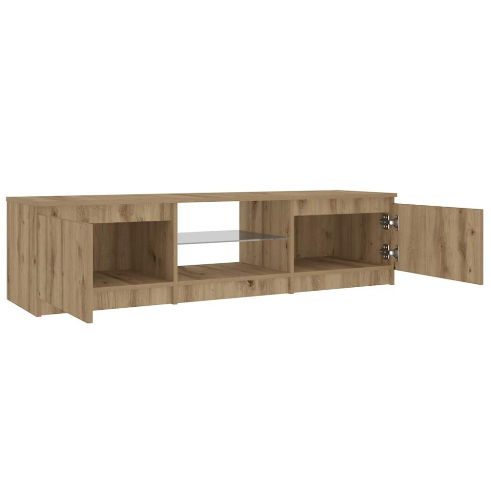 Produktbild för TV-bänk med LED-lampor artisan ek 140x40x36cm konstruerat trä
