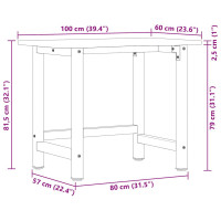 Produktbild för Arbetsbänk ljusbrun 100x60x81,5 cm massiv ek