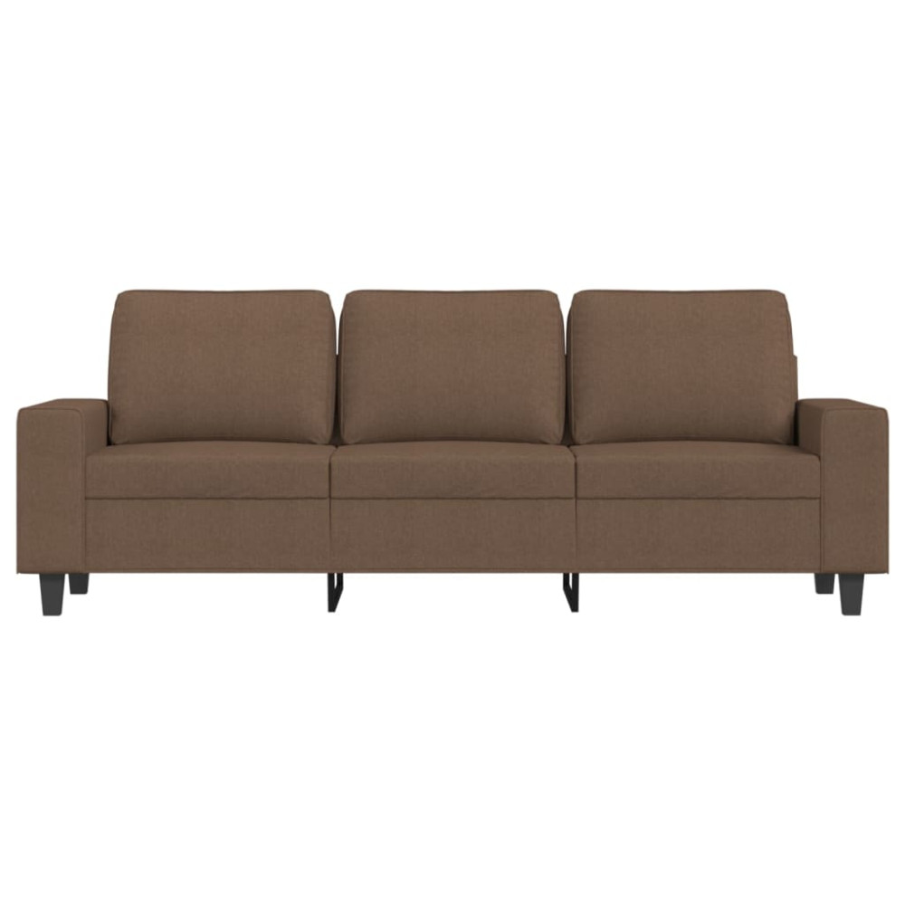 Produktbild för 3-sitssoffa med fotpall Brun 180 cm tyg