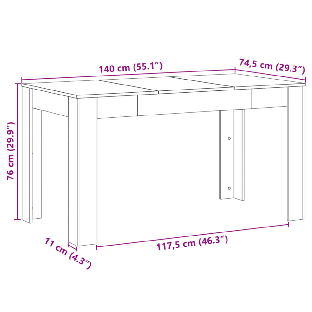 Produktbild för Matbord artisan ek 140x74,5x76 cm konstruerat trä