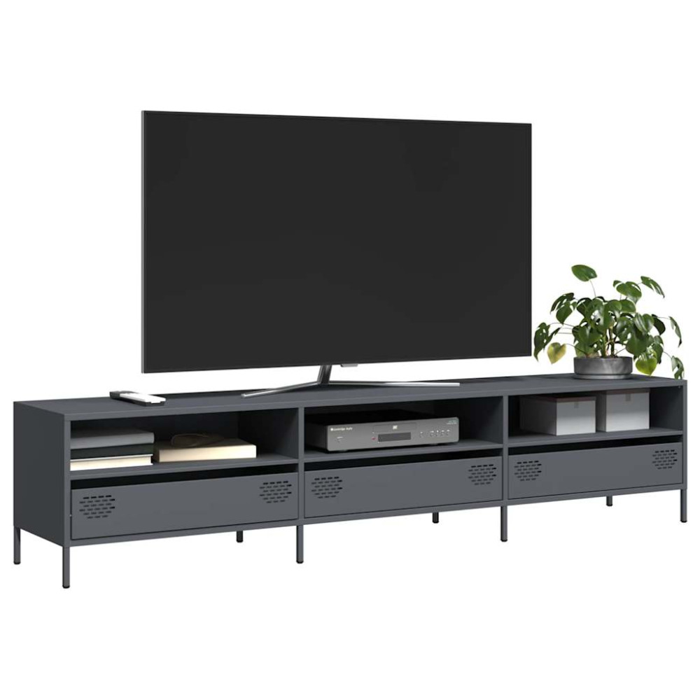 Produktbild för Tv-bänk antracit 202x39x43,5 cm kallvalsat stål