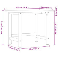 Produktbild för Arbetsbänk 100x60x81,5 cm massiv ek