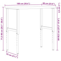 Produktbild för Arbetsbänk mörkbrun 100x60x(71,5-98) cm massiv ek