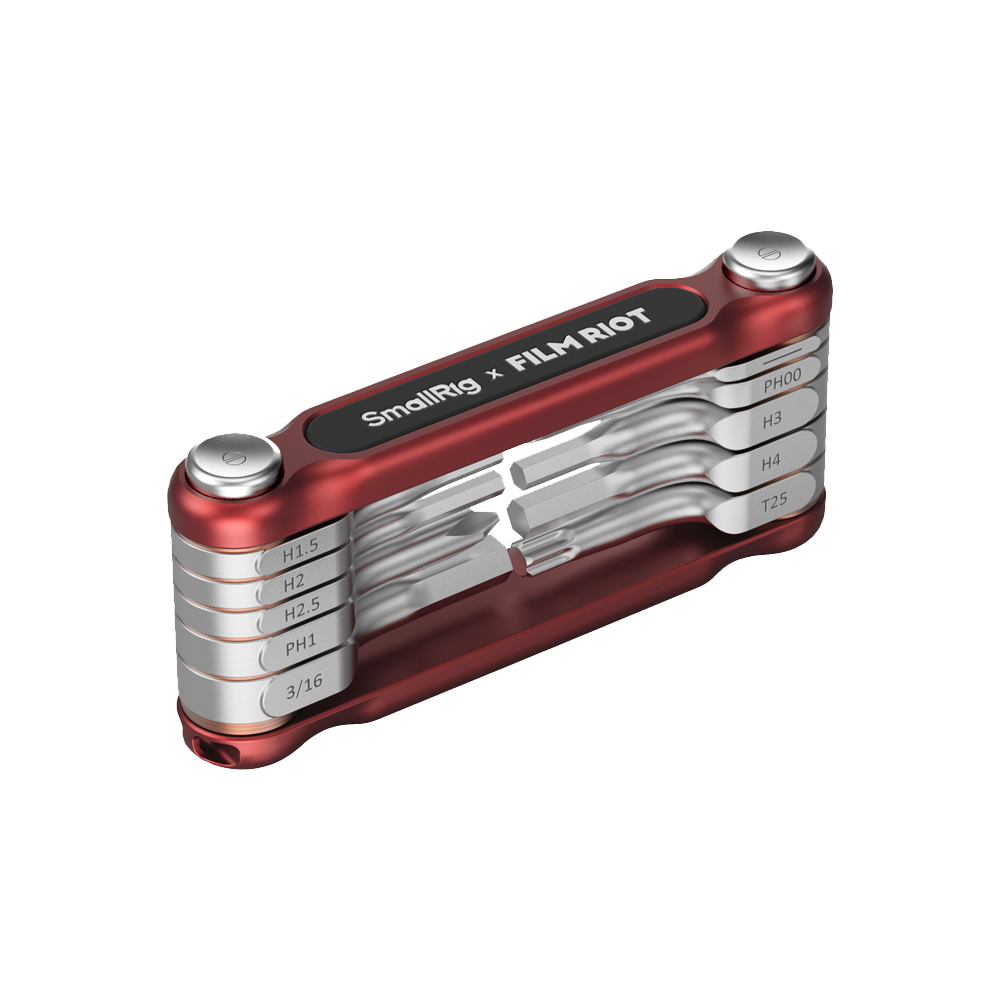 Produktbild för SmallRig 4813 x FILM RIOT 10-in-1 Folding Wrench Set with Multiple Angle Positioning Red