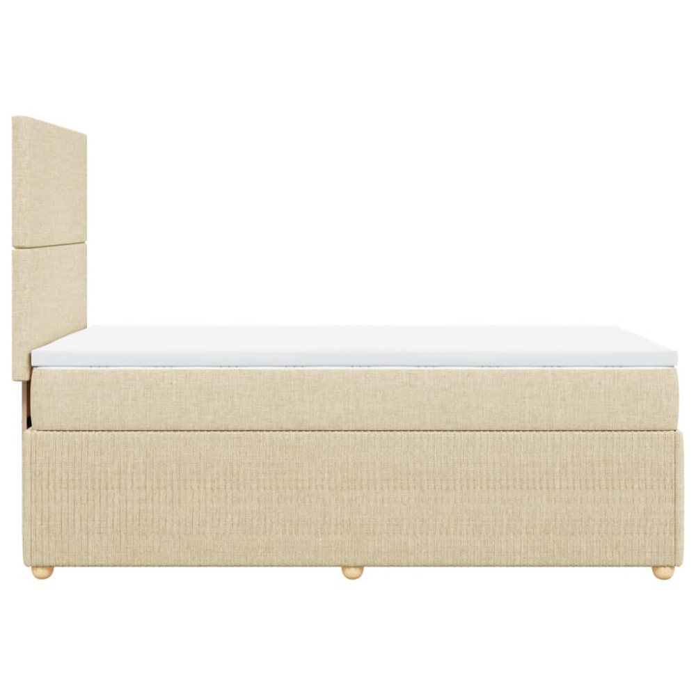 Produktbild för Ramsäng med madrass gräddvit 90x190 cm tyg