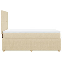Produktbild för Ramsäng med madrass gräddvit 90x190 cm tyg