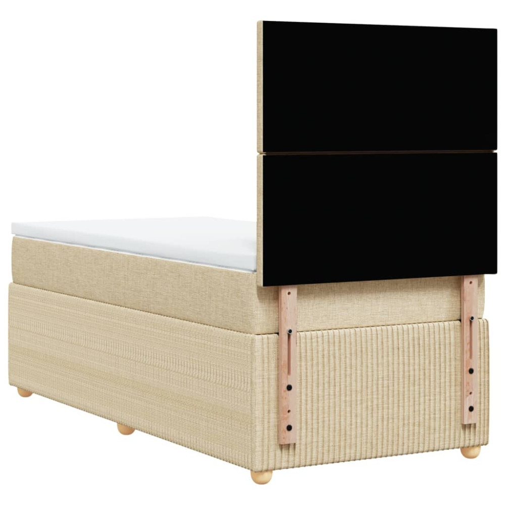 Produktbild för Ramsäng med madrass gräddvit 90x190 cm tyg